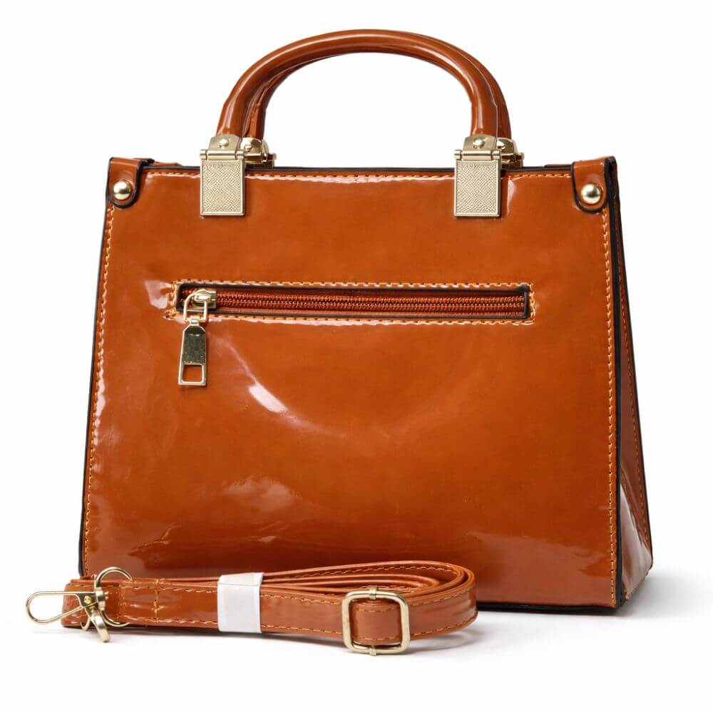 4- Caramel Shine Tote ( Brown)